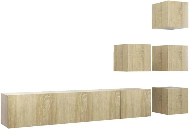 vidaXL 6-teiliges TV-Schrank-Set Sonoma-Eiche modern aus Holzwerkstoff für dein Wohnzimmer, B/T/H: 4 x 30,5 x 30 x 30 cm und 2 x 80 x 30 x 30 cm - Bild 1