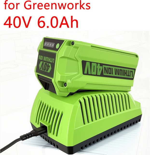 GreenWorks G-MAX Li-Ionen-Akku 40 V 6000 mAh wiederaufladbarer Ersatzakku für GreenWorks Garten-Elektrowerkzeuge und Rasenmäher - Bild 1