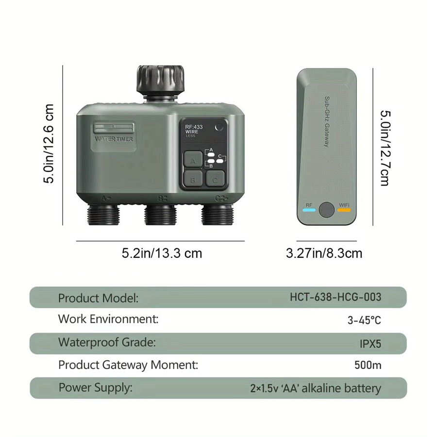 Eshico Smart Sprinkler Timer Graue App-gesteuerte Gartenbewässerungslösung mit 3 Zonen und RF433 Drahtlosem System - Bild 3