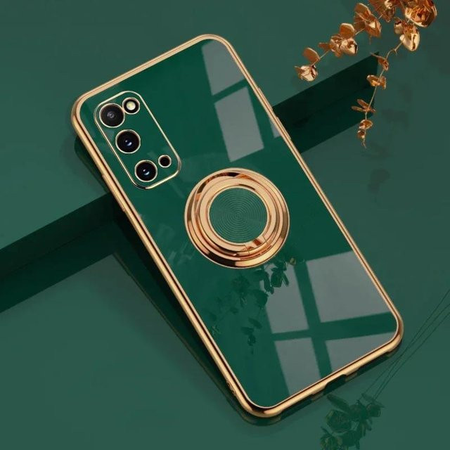 Galvanisierte Silikonhülle für Samsung Galaxy S24 Ultra und weitere Modelle mit Ringhalter in Grün - Bild 1