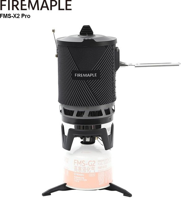 Feuer-Ahorn FMS-X2 Pro All-in-One Camping Kochsystem Gasbrenner mit Piezo-Zündung, winddicht, Schwarz, 2200W, 1l - Bild 1