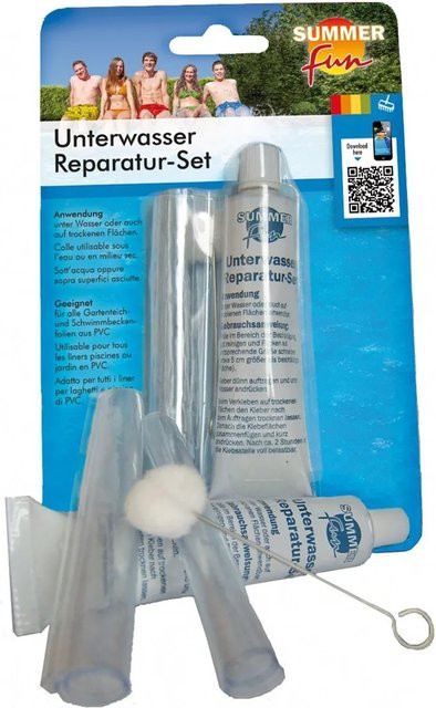 Summer Fun Unterwasser-Reparatur-Set für Stahlwand- und Styroporbecken aus transparentem PVC mit Kleber und zwei Folienstreifen - Bild 1