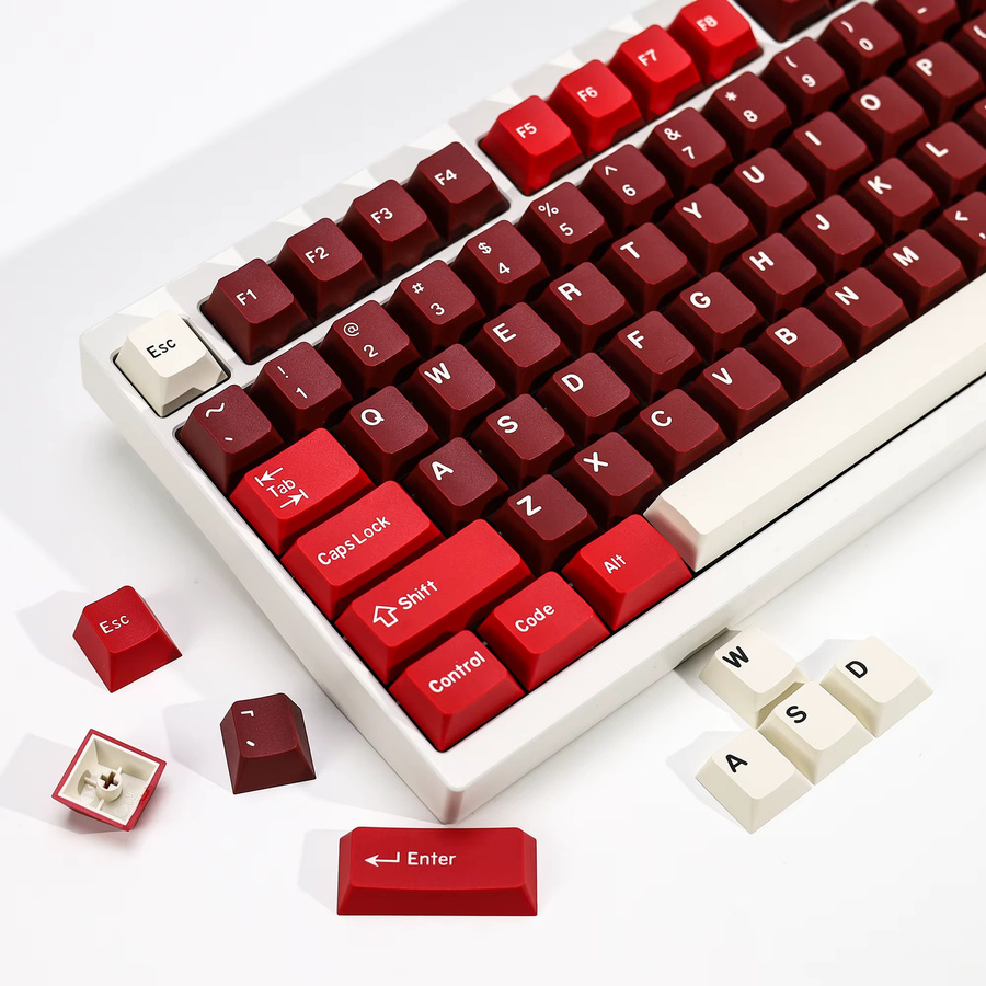 KBDiy GMK Jamon Keycaps Set in Rot, 174 Tasten Double Shot PBT Cherry Profil für mechanische Tastaturen - Bild 3