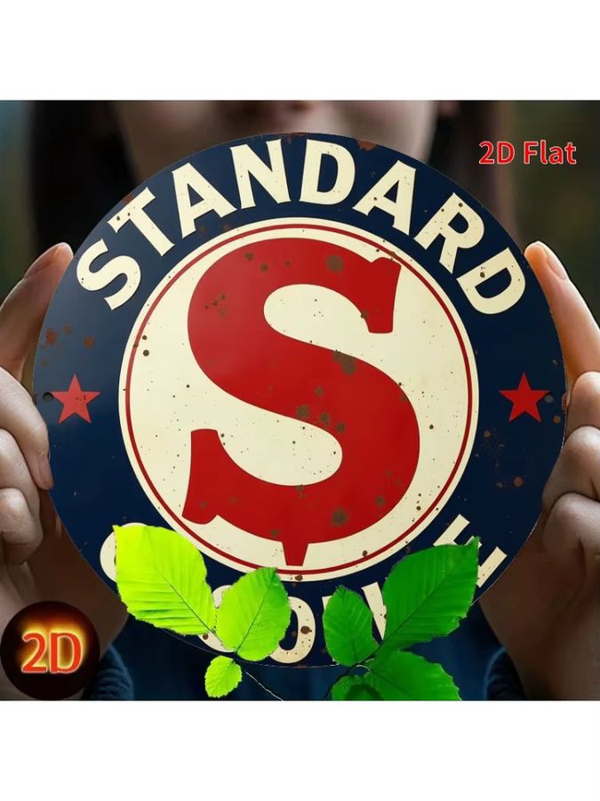 Rundes Metallschild Potdemiel im Vintage-Standardöl- und Benzin-Stil, Multicolor, Durchmesser: 19,8 cm - Bild 7