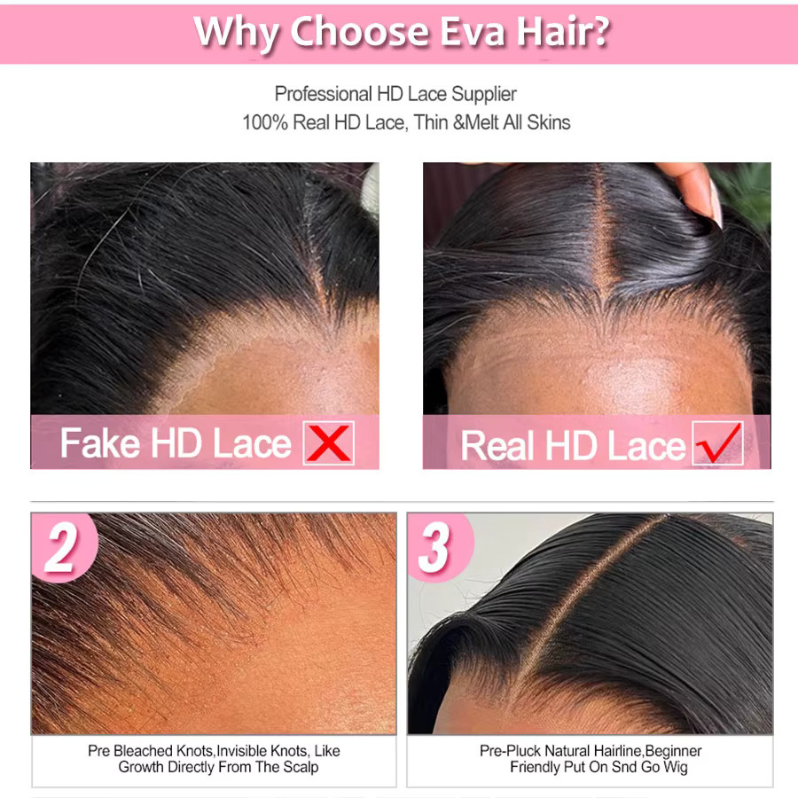 Eva Hair HD Lace Frontal Perücke, 13x6 Echthaar, Preplucked - Bild 5
