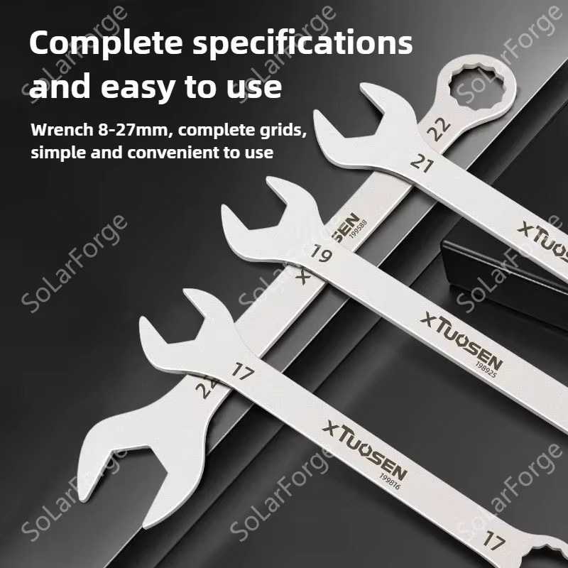 Solarforge Ultradünner doppelseitiger Gabelschlüssel in Silber, Set 6-27 mm - Bild 4