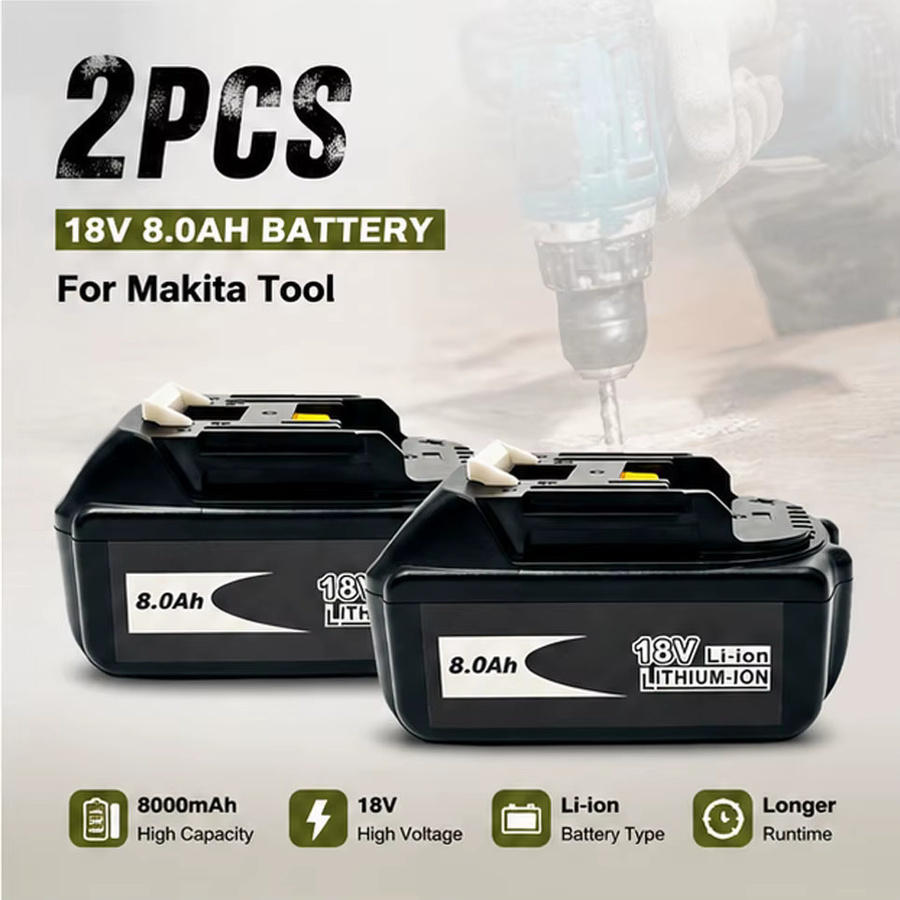 Kabelloser Lithium-Ionen Ersatzakku 18V 8,0Ah für Makita LXT, Farbe Schwarz - Bild 5