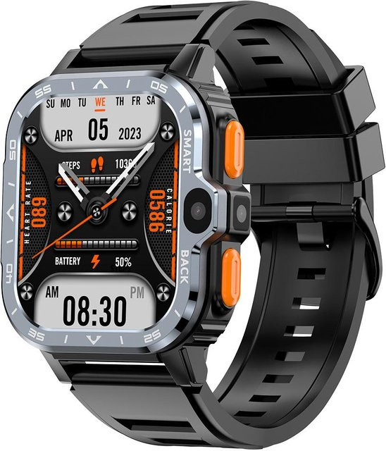 Valdus PGD Android Smartwatch für Herren mit GPS, 64GB ROM, 4GB RAM, Dual-Kamera, NFC und 4G SIM-Karte, Schwarz - Bild 1