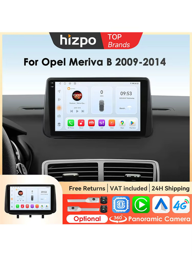 Hizpo Android AI Voice CarPlay Head Unit für Opel Meriva B 2009-2014 mit QLED Stereo Auto Radio, Multimedia Video Player und GPS in Schwarz - Bild 4