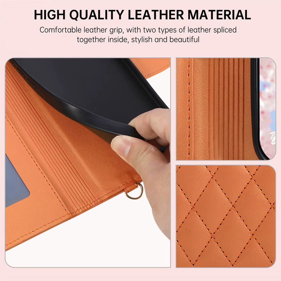 szHAIyu Crossbody-Lederhülle mit Kartenfächern und Handyhalterung für iPhone 17E 16E Air 17 16 15 Plus 14 13 12 11 Pro Max in Gold - Bild 3