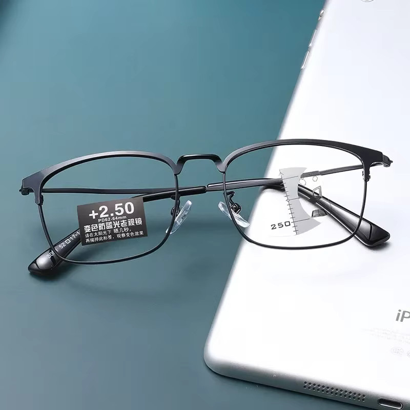 MDOD Lesebrille, Herren, Vollrand, rechteckig, Metall, schwarz - Bild 3