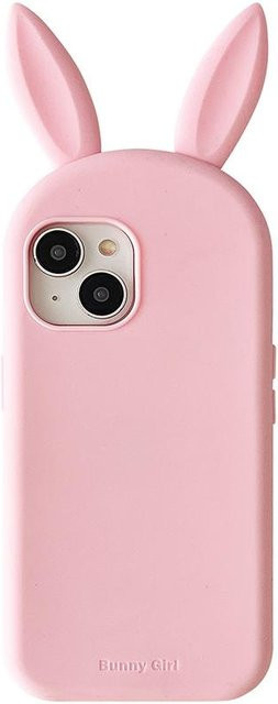 YULIN Silikon Handyhülle mit 3D-Kaninchen-Ohren für iPhone 13 14 15 16 17 Pro Max in Pink - Bild 1