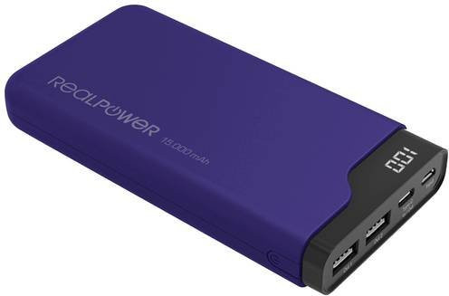 RealPower PB-15000C Powerbank 15000 mAh mit USB-A und USB-C in Navy-Blau - Bild 1