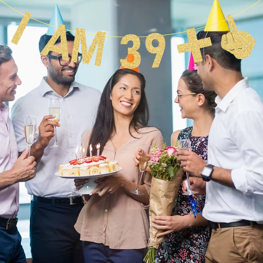WEIGAO Geburtstagsparty-Banner aus Papier in Goldglitzer mit lustigem Spruch für Erwachsene - Bild 2