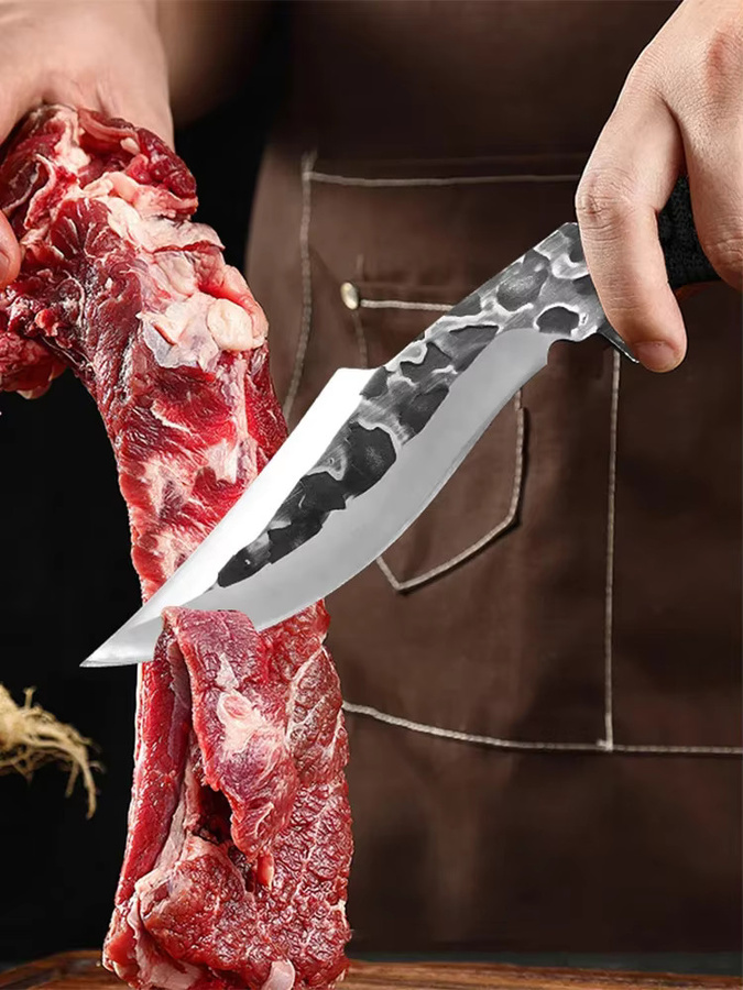 GuanQi Handgeschmiedetes Hackmesser in Silber für Fleisch und Gemüse mit Schutzhülle - Bild 6