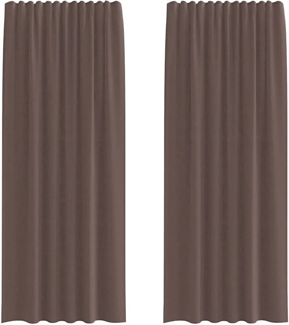 vidaXL Voile Vorhänge mit Stangentaschen, 2er-Set, Braun, Polyester, semi-transparent, Breite: 140 cm, Höhe: 245 cm - Bild 1