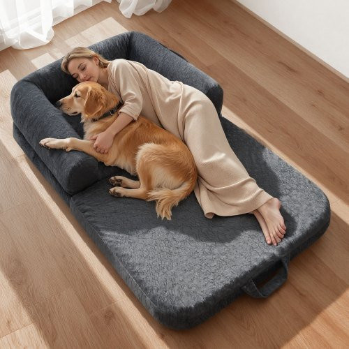 VEVOR Orthopädisches Memory-Schaum Hundebett für Menschen und Hunde, Dunkelgrau, B/T/H: 179 x 95 x 24 cm - Bild 1