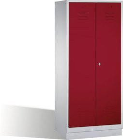 C+P Doppelspind Classic auf Sockel mit 2 Abteilen, Front Rubinrot, Korpus Lichtgrau, H: 180 cm, B: 81 cm, T: 50 cm - Bild 1