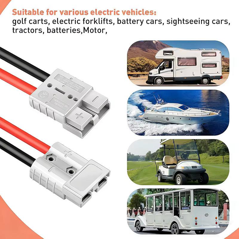 AGASHE 50-A-Batterieadapter mit 7 AWG Kabel und O-Anschluss, Länge: 30,4 cm, Ladestecker für Elektrostapler und Windenanhänger - Bild 2