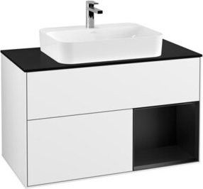 V&B Waschtischunterschrank Finion 100 mit LED-Beleuchtung, Weiß lackiert, Wandmontage - Bild 1