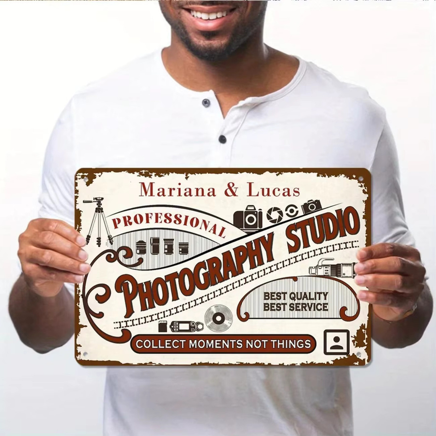 CIFBUY Individuelles Vintage Fotostudio Aluminium-Schild Personalisierte Wanddekoration für Zuhause, Bar oder Fotostudio - Bild 4