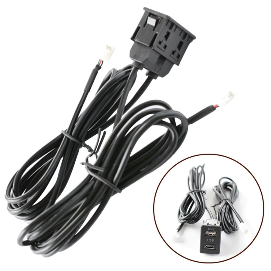 HpLive Auto Dash Mount USB und Type-C Port Panel Interface Verlängerung mit 4 + 6 Pin, Schwarz, Kabellänge: 145 cm - Bild 4