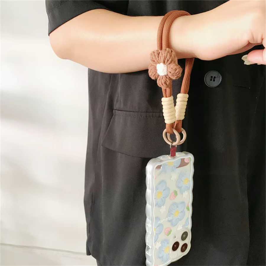 3D Geflochtenes Blumen-Telefon-Lanyard und Schlüsselbund in Blau für iPhone 17 Pro Max mit Anti-Verlust Knoten Seil Strap - Bild 2