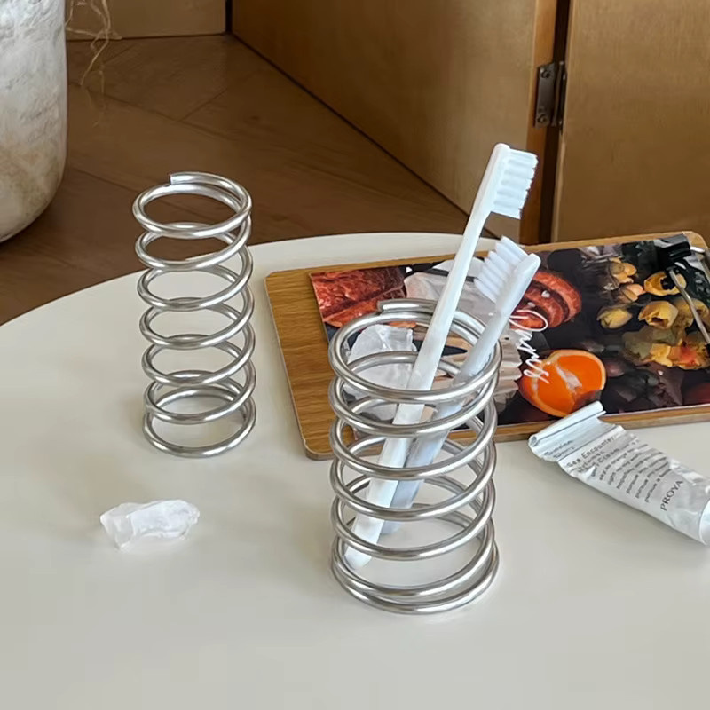 Multifunktionaler Aufbewahrungsorganisator aus Edelstahl in Silber für Zahnbürsten, Zahnpasta und Make-up-Pinsel - Bild 2