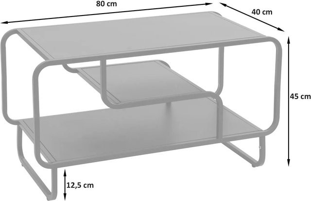 MCW Couchtisch O49 Industrial mit 3 Ablagen aus Metall in Schwarz, B/T/H: 80 x 45 x 40 cm - Bild 2