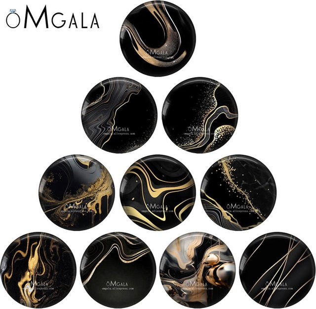 OMGALA Foto-Glas-Cabochon, Gold, Rund - Bild 1