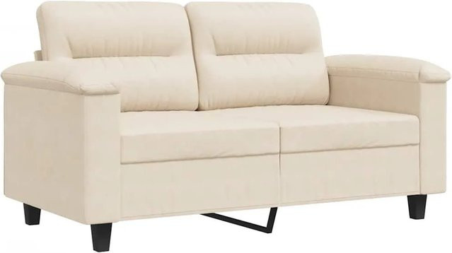 vidaXL 2-Sitzer-Sofa Beige aus Mikrofasergewebe mit Metallrahmen und Armlehnen - Bild 1