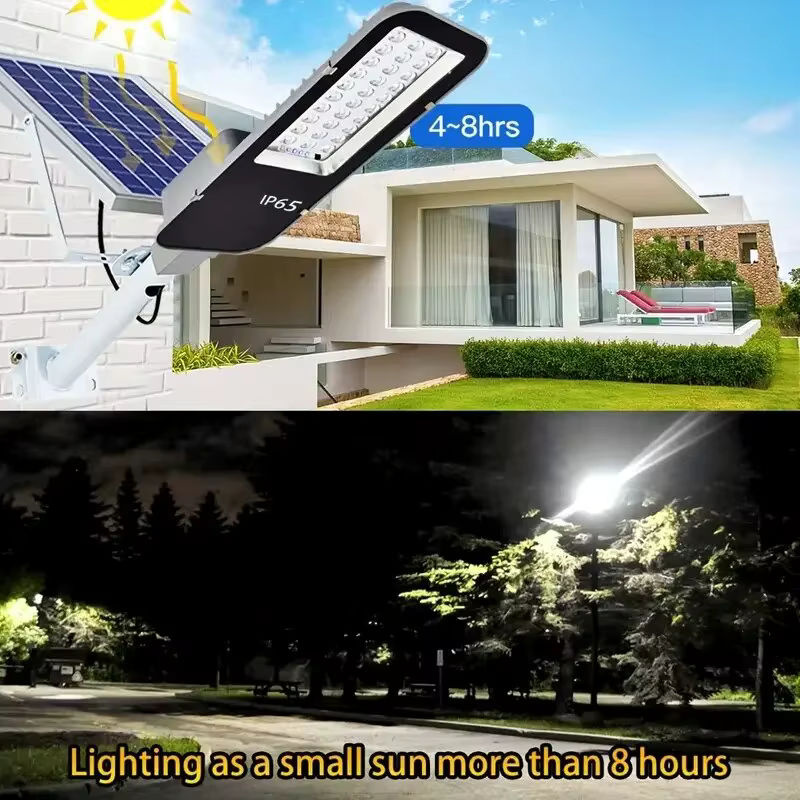 YQCHEZI Solar Außenleuchte mit Fernbedienung, Wasserdichte Solar-Straßenlaterne für Garten, Garage und Terrasse, Schwarz - Bild 3
