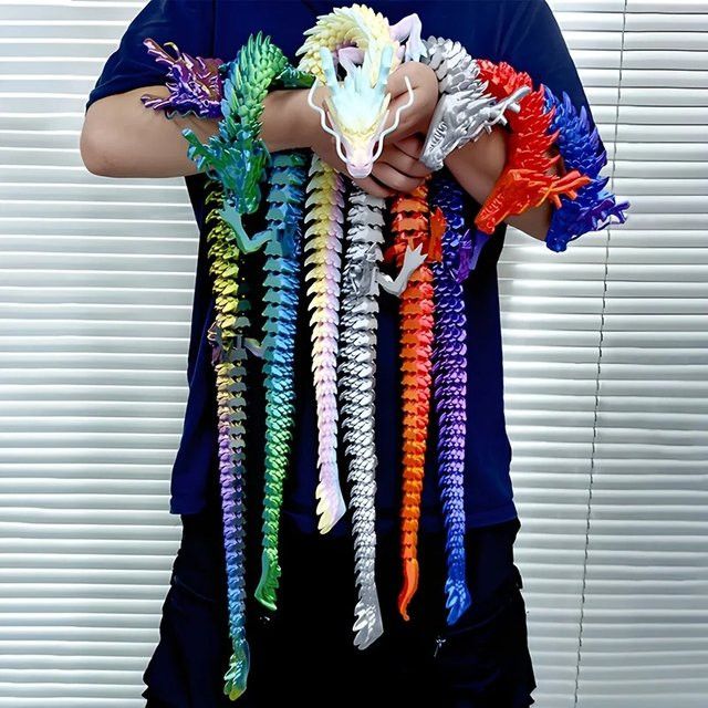 Jiahomily 3D-gedruckter Edelstein-Drache als bewegliches Zappelspielzeug in Multicolor, ideal als Geschenk für Kinder - Bild 1