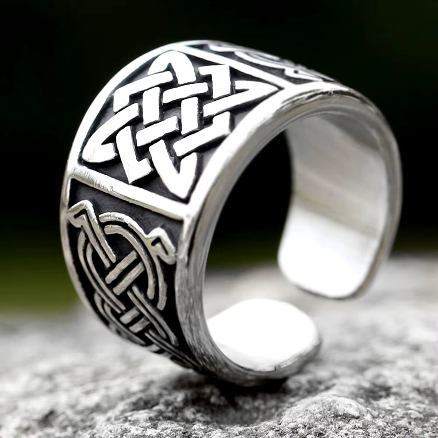 Ring Viking Odin Trinity Keltischer Knoten, Edelstahl, Silber, Herren - Bild 4