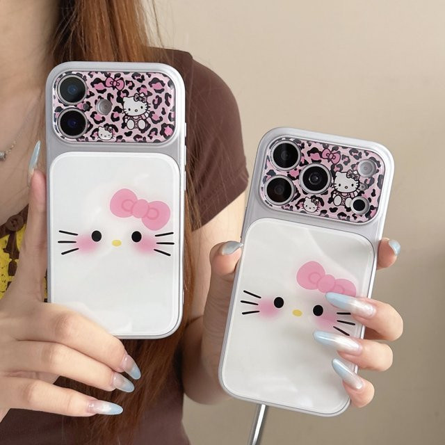 Sanrio Handyhülle mit rosa Leopardenmuster für iPhone 14 15 16 17 Pro Max in Pink und Weiß - Bild 1