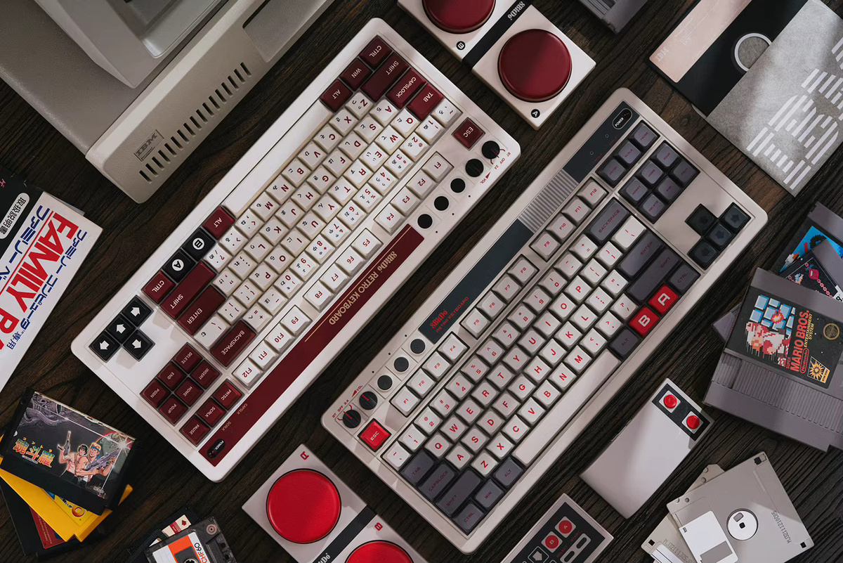 8Bitdo Retro mechanische Gaming-Tastatur mit 87 Tasten, Bluetooth, 2,4G und USB-C, Hot-Swap, Grau - Bild 4
