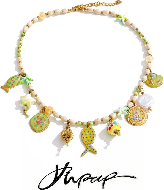 Yhpup Halskette Edelstahl, Seestern-Anhänger aus Kunstharz, Gold, Unisex - Bild 1