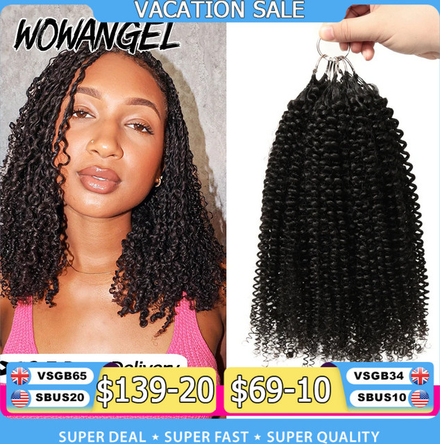 WOWANGEL Afro Kinky Curly Feather Häkel-Haarverlängerungen aus Echthaar - Bild 1