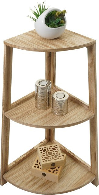 Eckregal MCW-K44 Wohnregal aus Paulownia in Naturbraun, 3 Ablagen, B/T/H: 80 x 37 x 37 cm - Bild 1