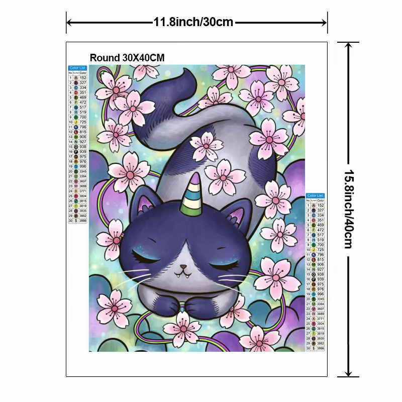 Potdemiel DIY 5D Diamantmalerei Set Fantasy Cartoon Mädchen mit Katze und Blumen, Multicolour, B/H: 30,0 x 20,0 cm - Bild 2