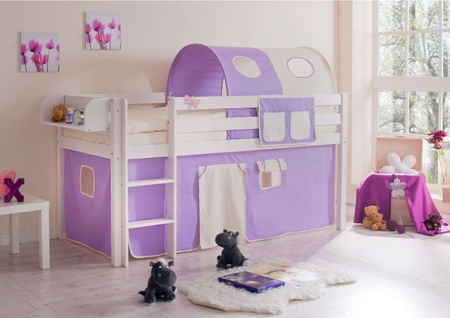 TiCAA Hochbett Malte aus Kiefer Holz in Weiß Classic für Kinder - Bild 1