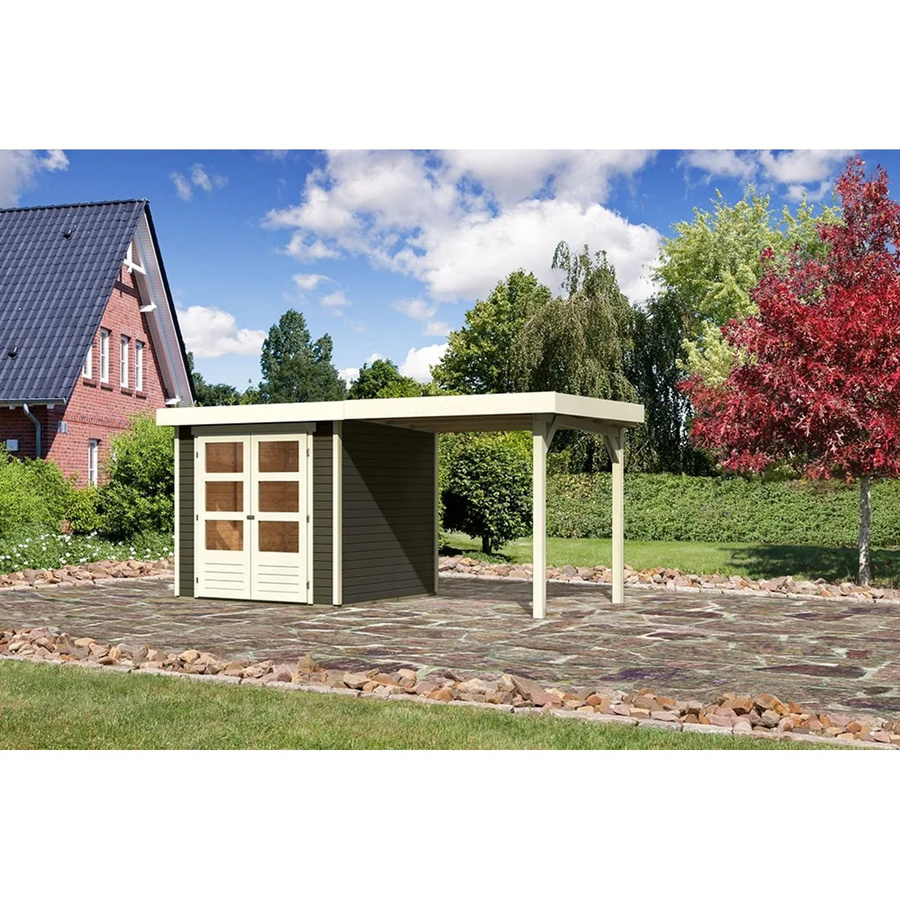 Karibu Holz-Gartenhaus Raala Pultdach in Terragrau mit modernem Design, Breite: 211 cm, Tiefe: 209 cm, Höhe: 209 cm - Bild 2