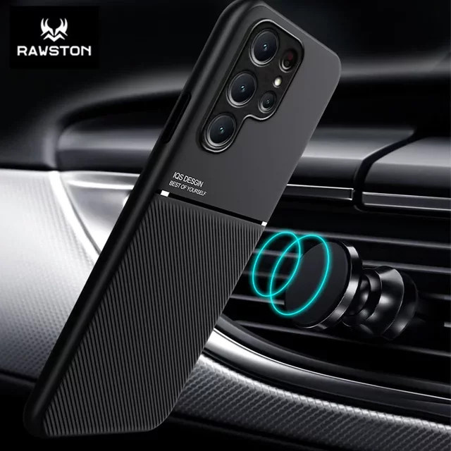 Stoßfeste Magnetische Autotelefonhülle für Samsung Galaxy S25 Ultra S24 S23 S22 S21 S20 Note 20 10 9 in Schwarz mit integrierter Metallabdeckung - Bild 1