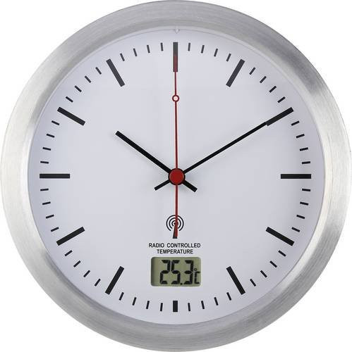 Renkforce E1003R Funk Wanduhr in Silber, analog und modern, geeignet für Badezimmer und Feuchträume, Durchmesser: 17 cm - Bild 1