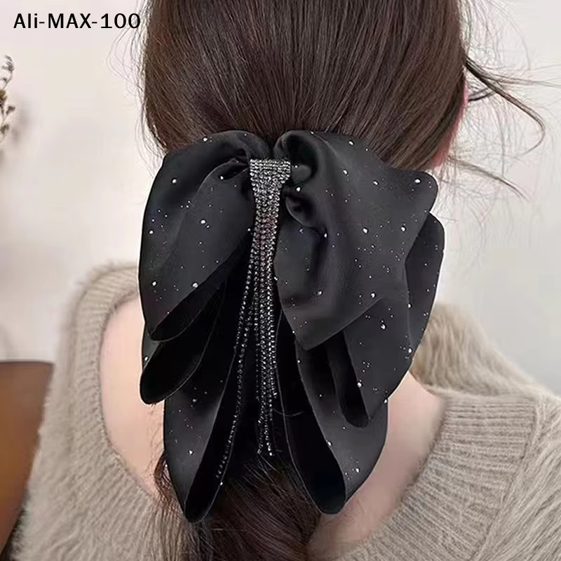 AyS Haarspange mit Strass-Quasten und schwarzer Schleife, Damen - Bild 2