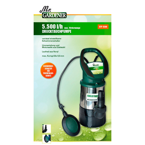 Mr. GARDENER Tauchpumpe in Grün mit 800 W und 5500 l/h Fördermenge - Bild 2