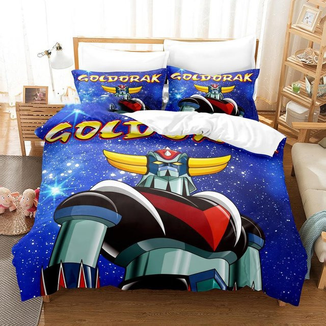 Goldorak Grendizer Bettwäsche-Set mit 3D-Druck, 3-teilig, Blau, B/H: 180 x 210 cm - Bild 1