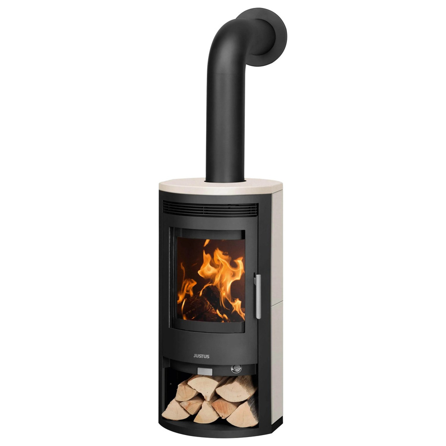 Justus Kaminofen Baltrum 2.0 in Schwarz-Beige mit Kalkstein und 5,5 kW Leistung - Bild 2
