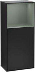 V&B Finion Seitenschrank für das Badezimmer in Schwarz mit LED-Beleuchtung und Glasfachboden, Breite: 41,8 cm, Höhe: 93,6 cm - Bild 1