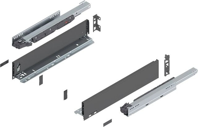 Blum Legrabox Pure Set Schubladenauszug mit Tip-On Vollauszug, Höhe M, Tiefe: 450 mm, Oriongrau, 1 Paar - Bild 1